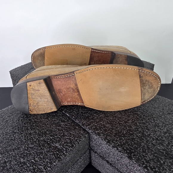 Mezlan Shoe Vicenza 11.5M Apron Toe Loafer Slip-On Distressed Leather Tan Spain - Picture 3 of 8